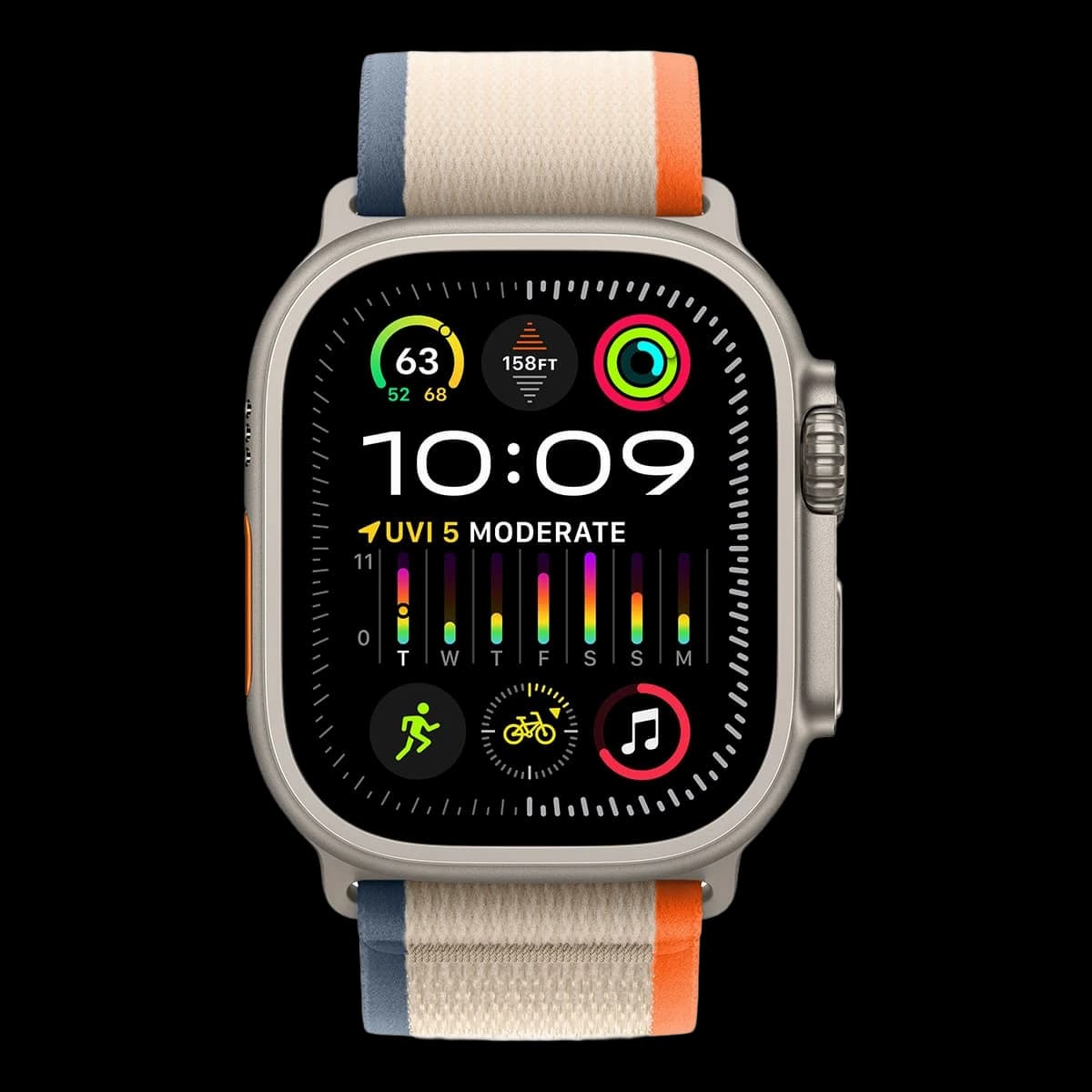 Apple Watch Ultra 2 (2023), 49 мм корпус из титана цвета «Natural», ремешок Trail Loop размера M/L цвета «Orange/Beige»