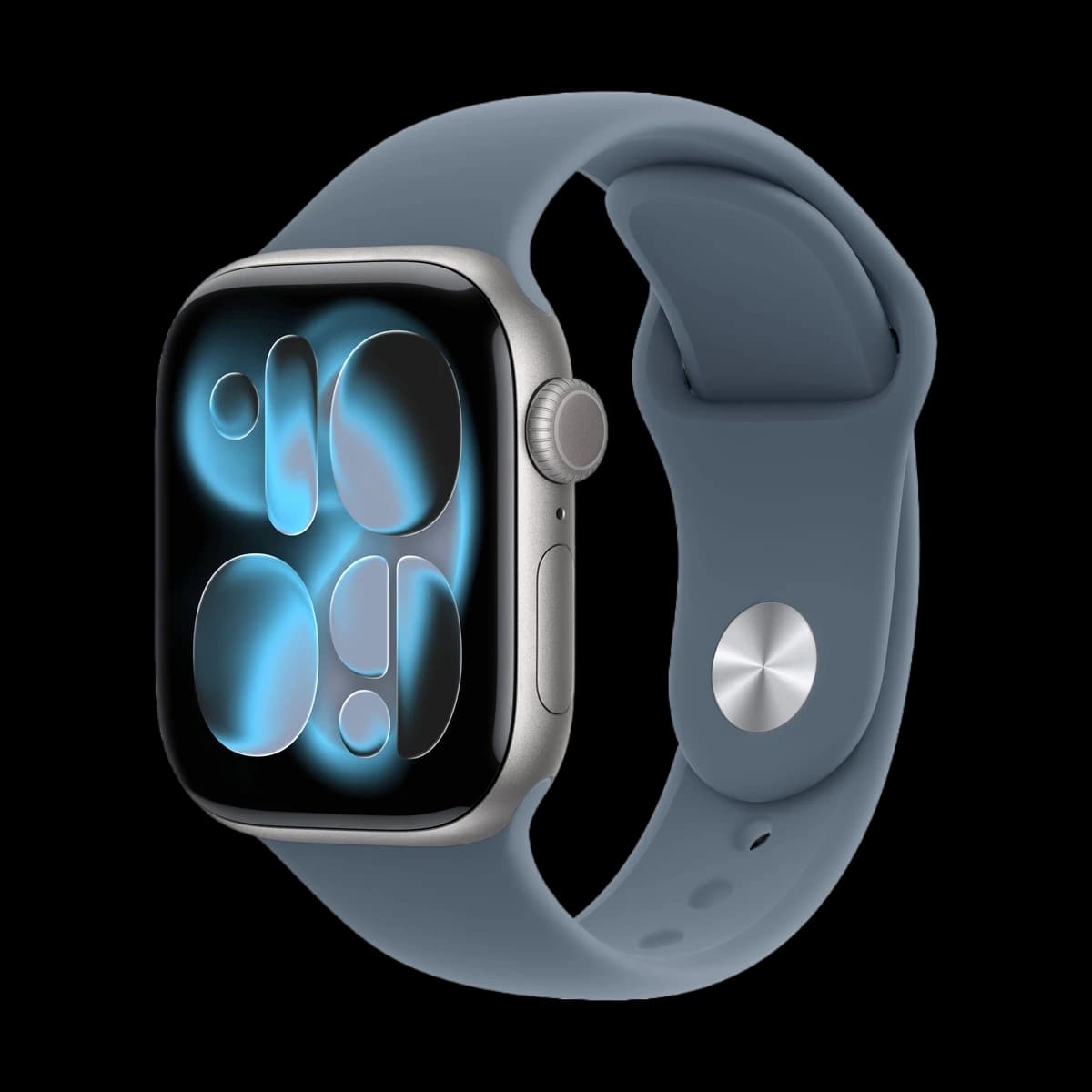 Apple Watch Series 11, 46 мм корпус из алюминия цвета «Space Gray», ремешок Sport Band размера S/M цвета «Anchor Blue»