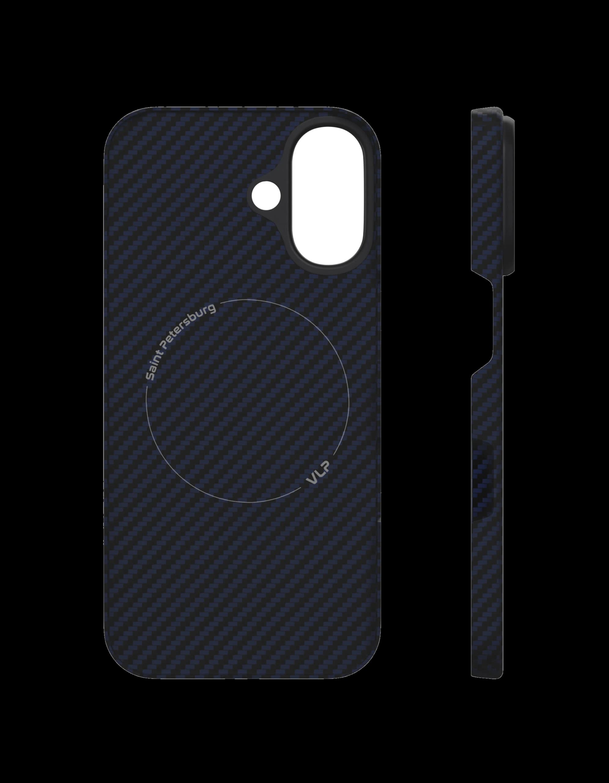 Чехол защитный VLP Kevlar Case с MagSafe для iPhone 16, темно-синий