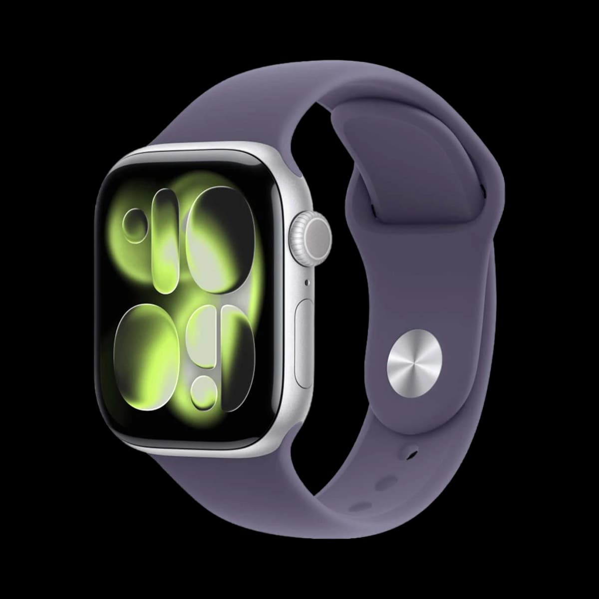 Apple Watch Series 11, 42 мм корпус из алюминия цвета «Silver», ремешок Sport Band размера S/M цвета «Purple Fog»