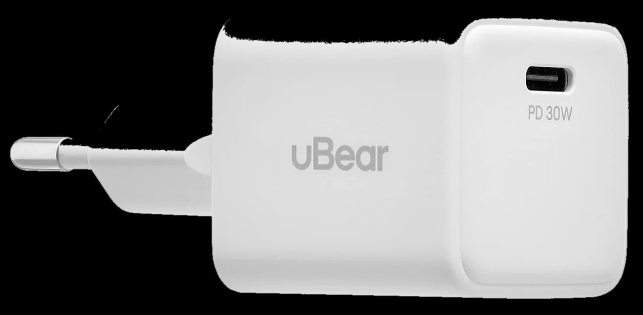 Зарядное устройство сетевое uBear Bridge GaN, 30Вт, белый
