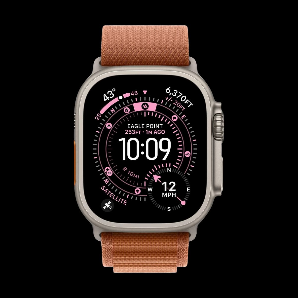 Apple Watch Ultra 3 (2025), 49 мм корпус из титана цвета «Natural», ремешок Alpine Loop размера S цвета «Terra Cotta»