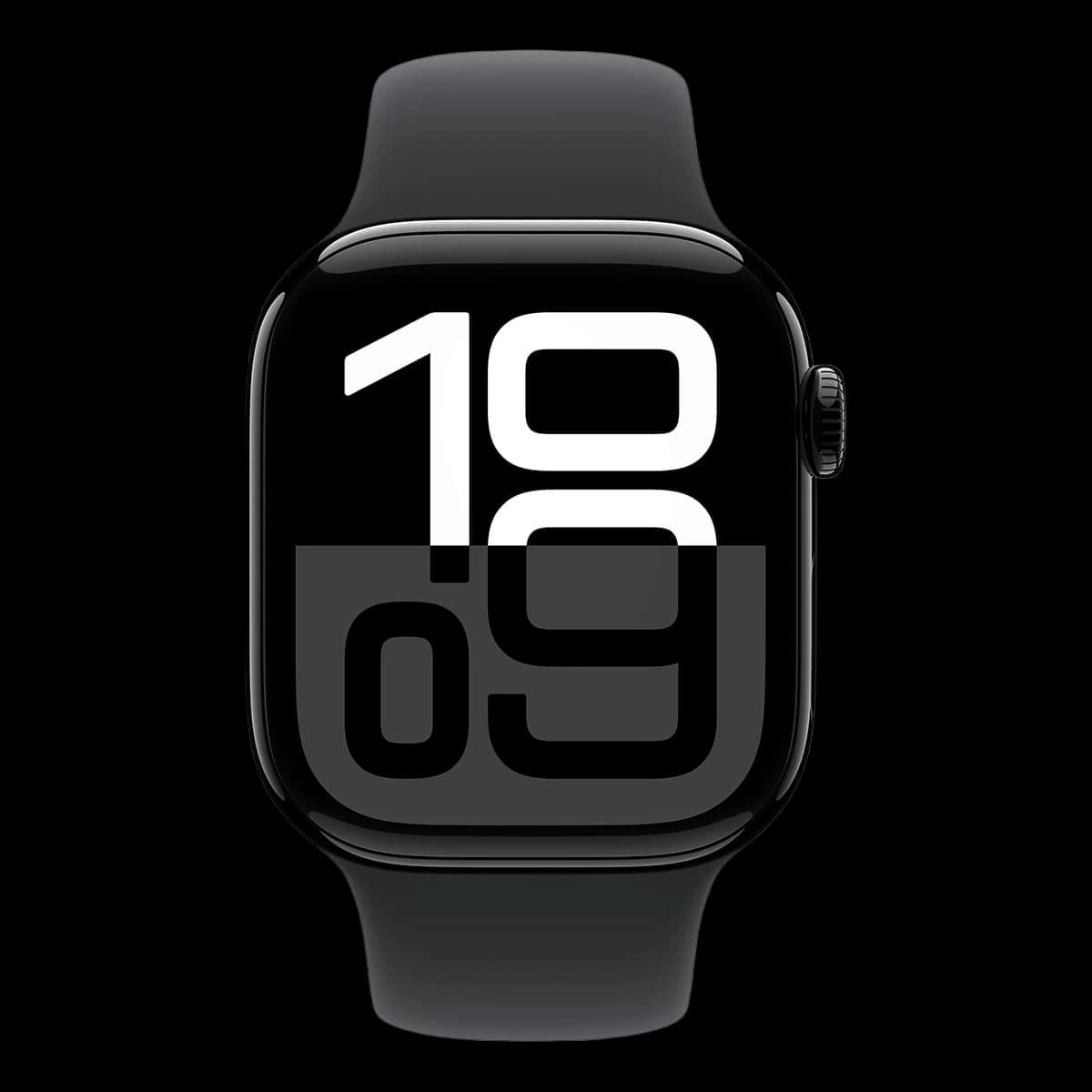 Apple Watch Series 10, 42 мм корпус из алюминия цвета «Jet Black», ремешок Sport Band размера M/L цвета «Black»
