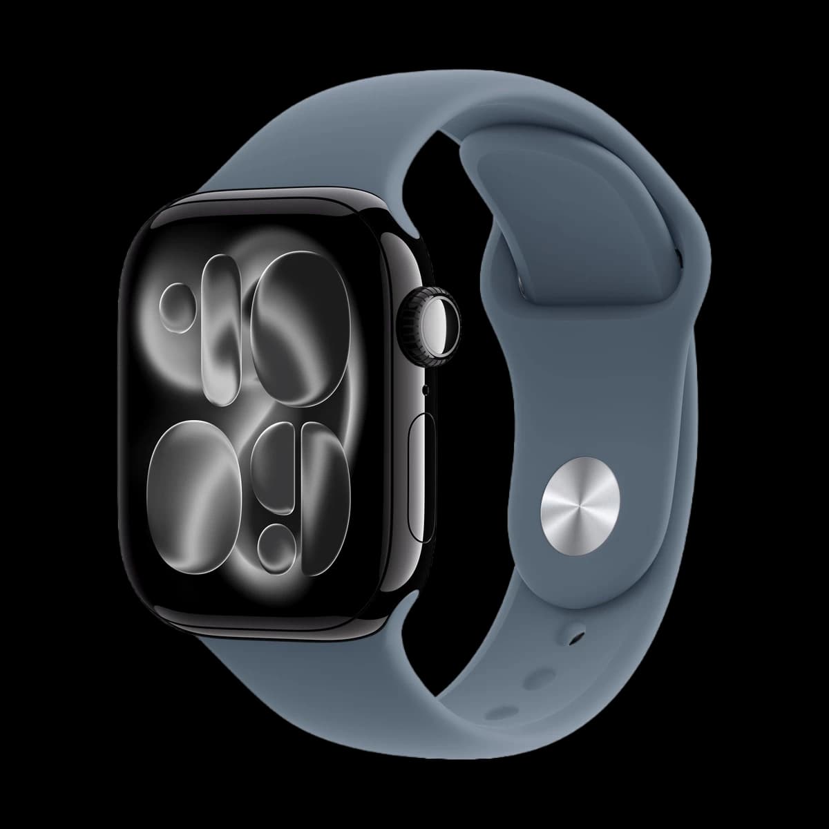 Apple Watch Series 11, 46 мм корпус из алюминия цвета «Jet Black», ремешок Sport Band размера M/L цвета «Anchor Blue»