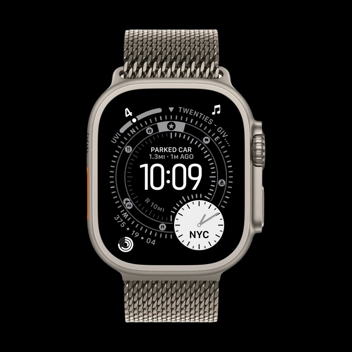 Apple Watch Ultra 3 (2025), 49 мм корпус из титана цвета «Natural», ремешок Titanium Milanese Loop размера M цвета «Natural»