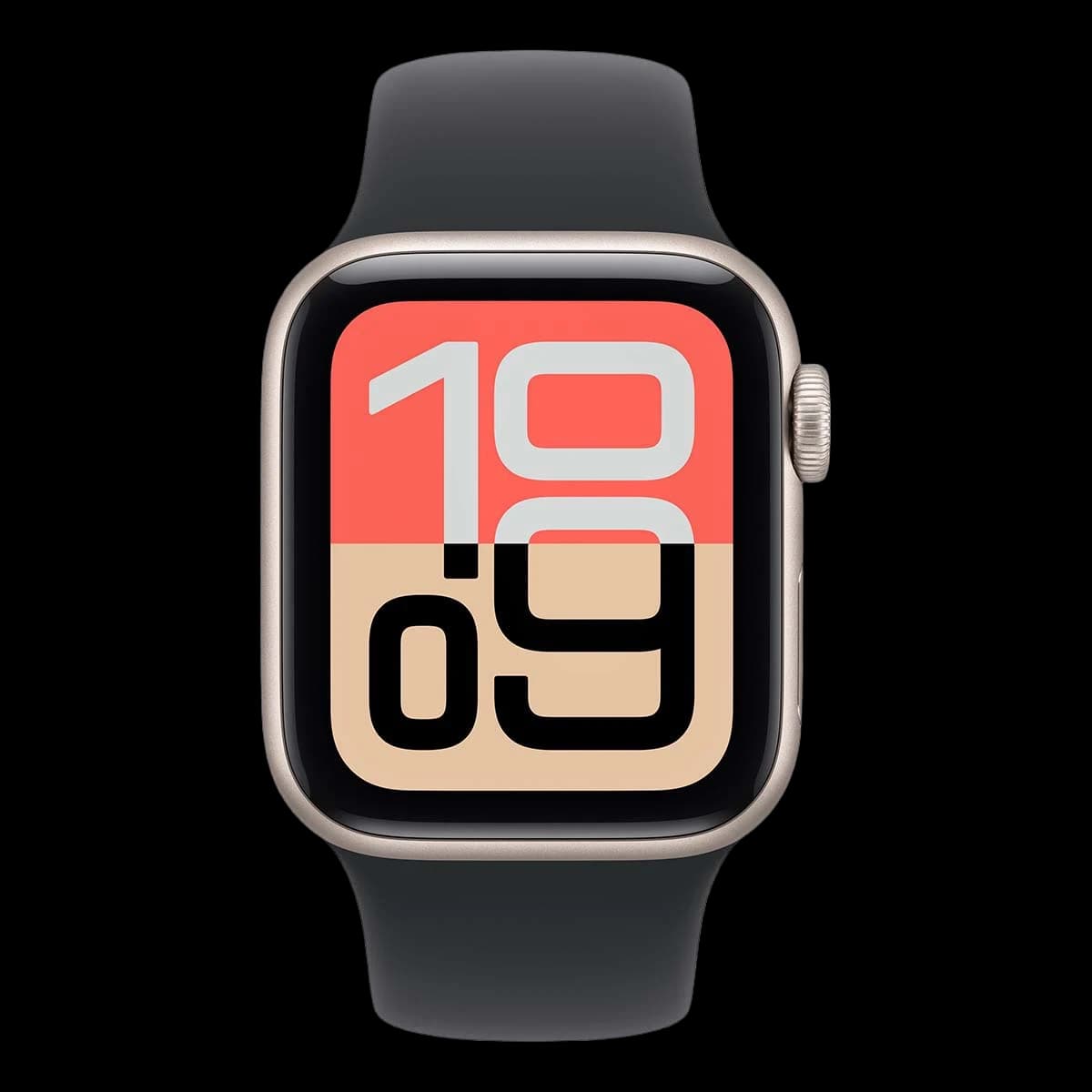Apple Watch SE 3 (2025), 44 мм корпус из алюминия цвета «Starlight», ремешок Sport Band размера M/L цвета «Midnight»