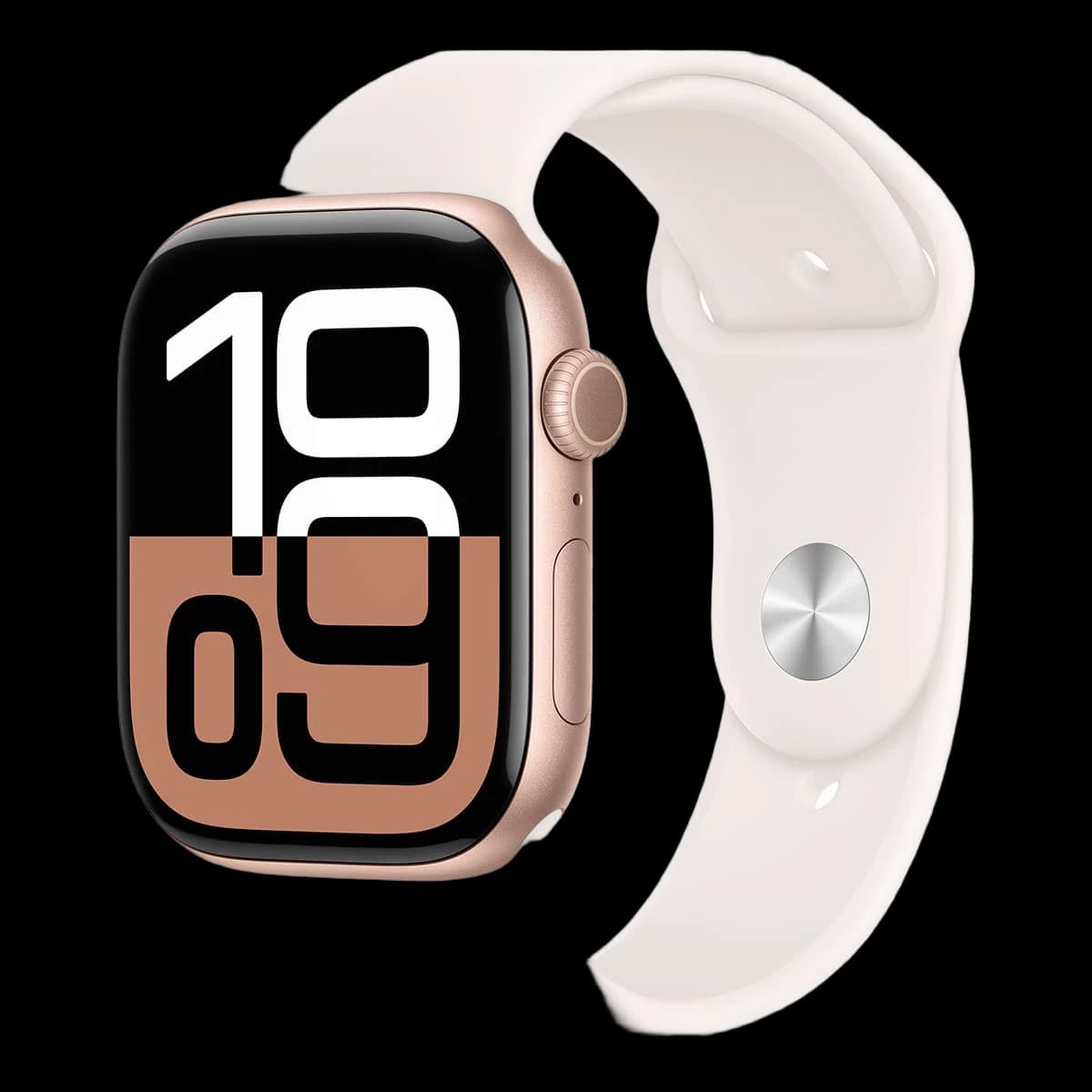 Apple Watch Series 10, 46 мм корпус из алюминия цвета «Rose Gold», ремешок Sport Band размера M/L цвета «Light Blush»
