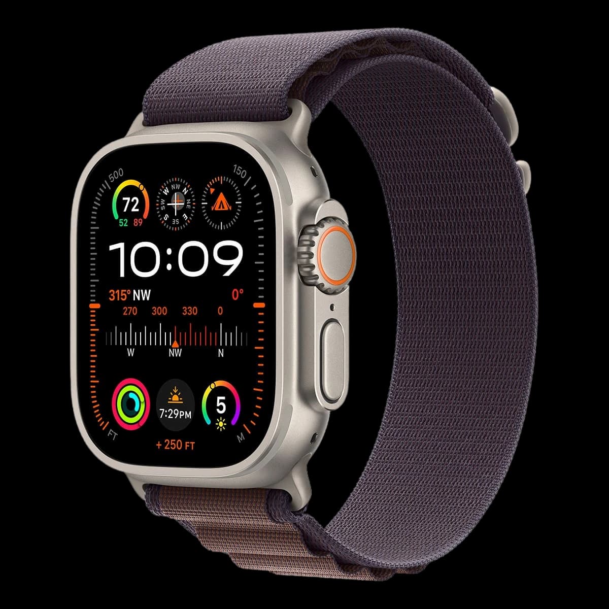 Apple Watch Ultra 2 (2023), 49 мм корпус из титана цвета «Natural», ремешок Alpine Loop размера S цвета «Indigo»
