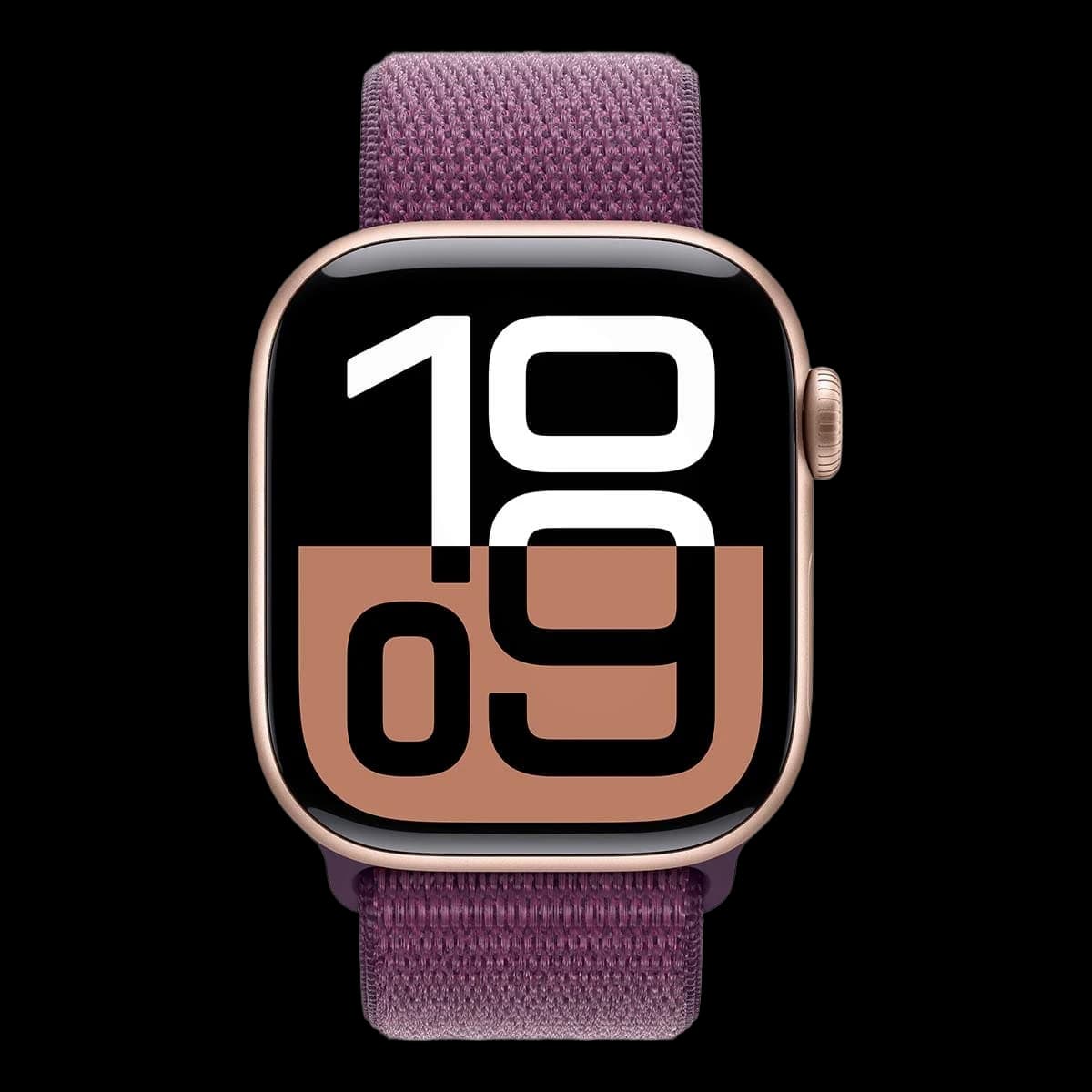 Apple Watch Series 10, 42 мм корпус из алюминия цвета «Rose Gold», ремешок Sport Loop цвета «Plum»