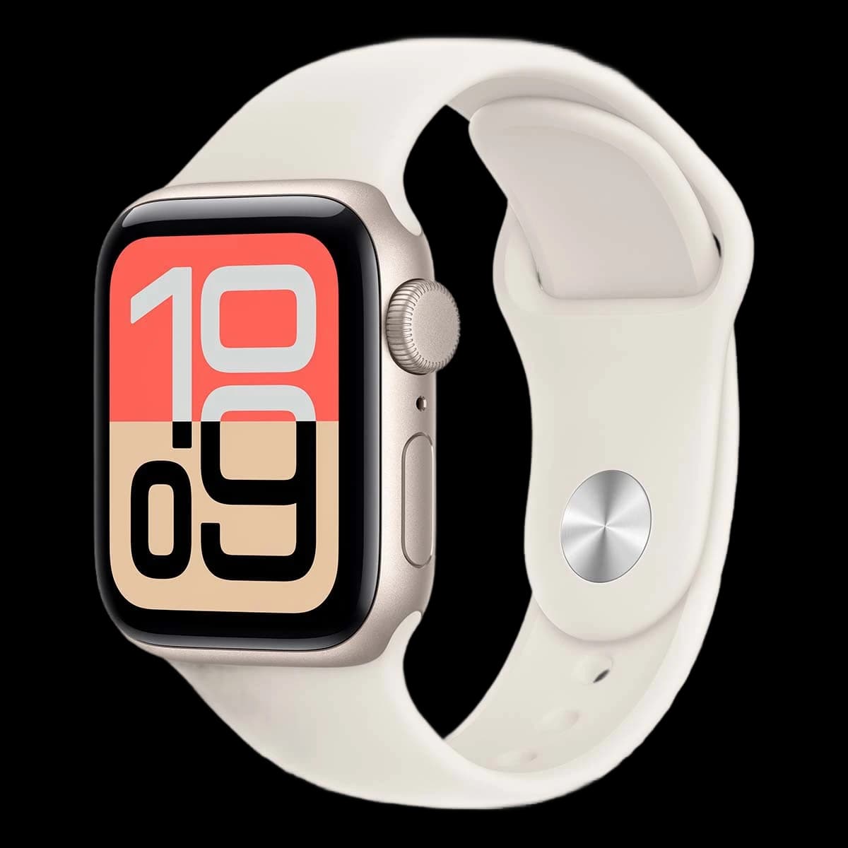 Apple Watch SE 3 (2025), 44 мм корпус из алюминия цвета «Starlight», ремешок Sport Band размера S/M цвета «Starlight»