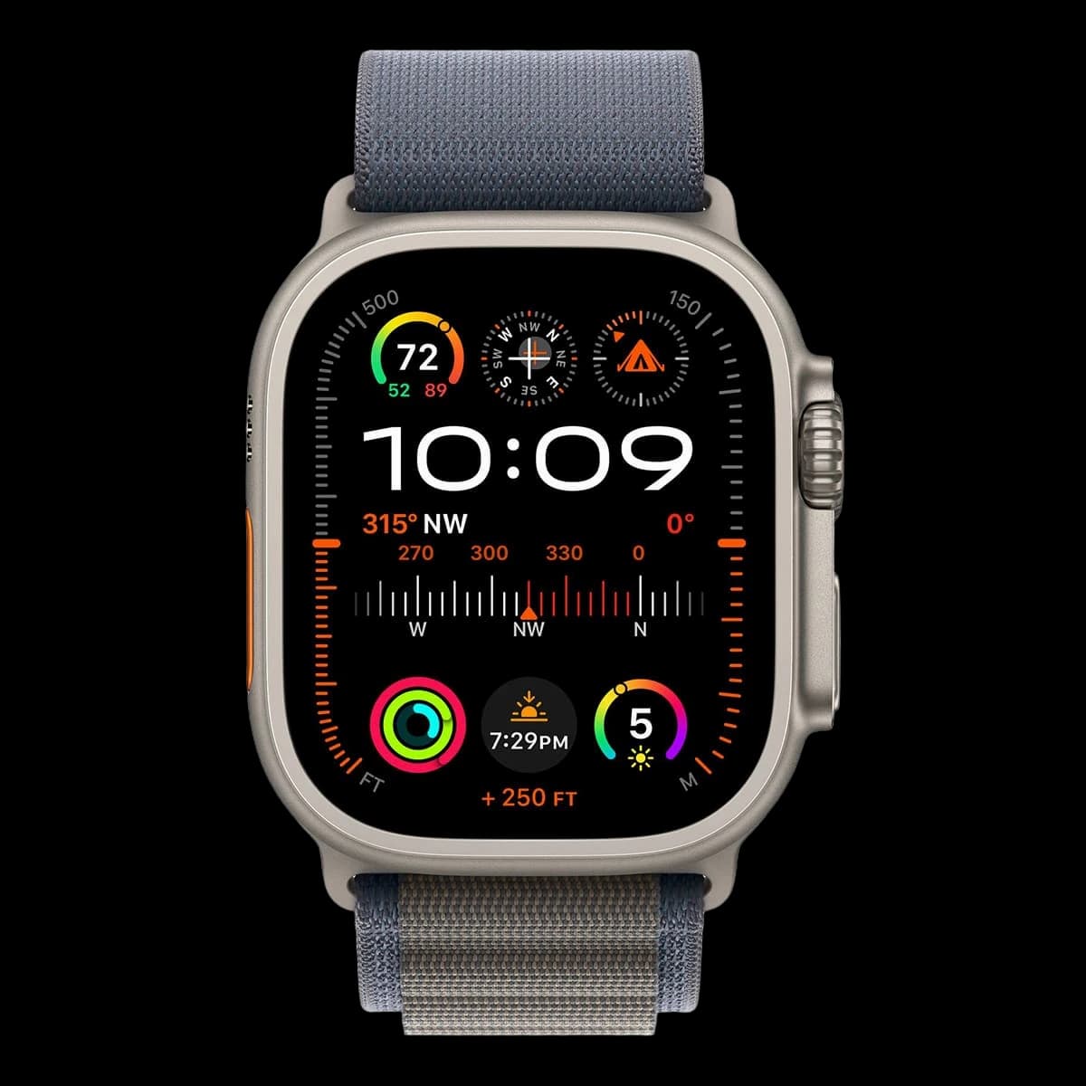 Apple Watch Ultra 2 (2023), 49 мм корпус из титана цвета «Natural», ремешок Alpine Loop размера L цвета «Blue»