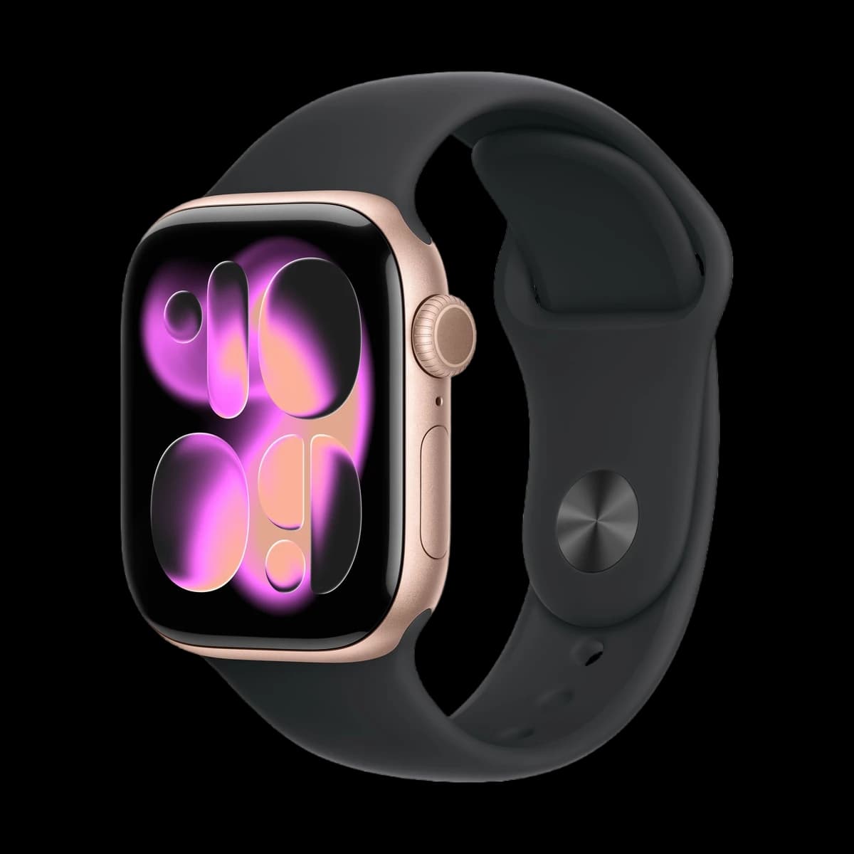Apple Watch Series 11, 46 мм корпус из алюминия цвета «Rose Gold», ремешок Sport Band размера S/M цвета «Black»