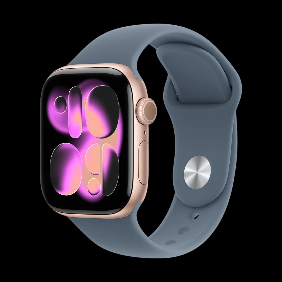 Apple Watch Series 11, 46 мм корпус из алюминия цвета «Rose Gold», ремешок Sport Band размера M/L цвета «Anchor Blue»