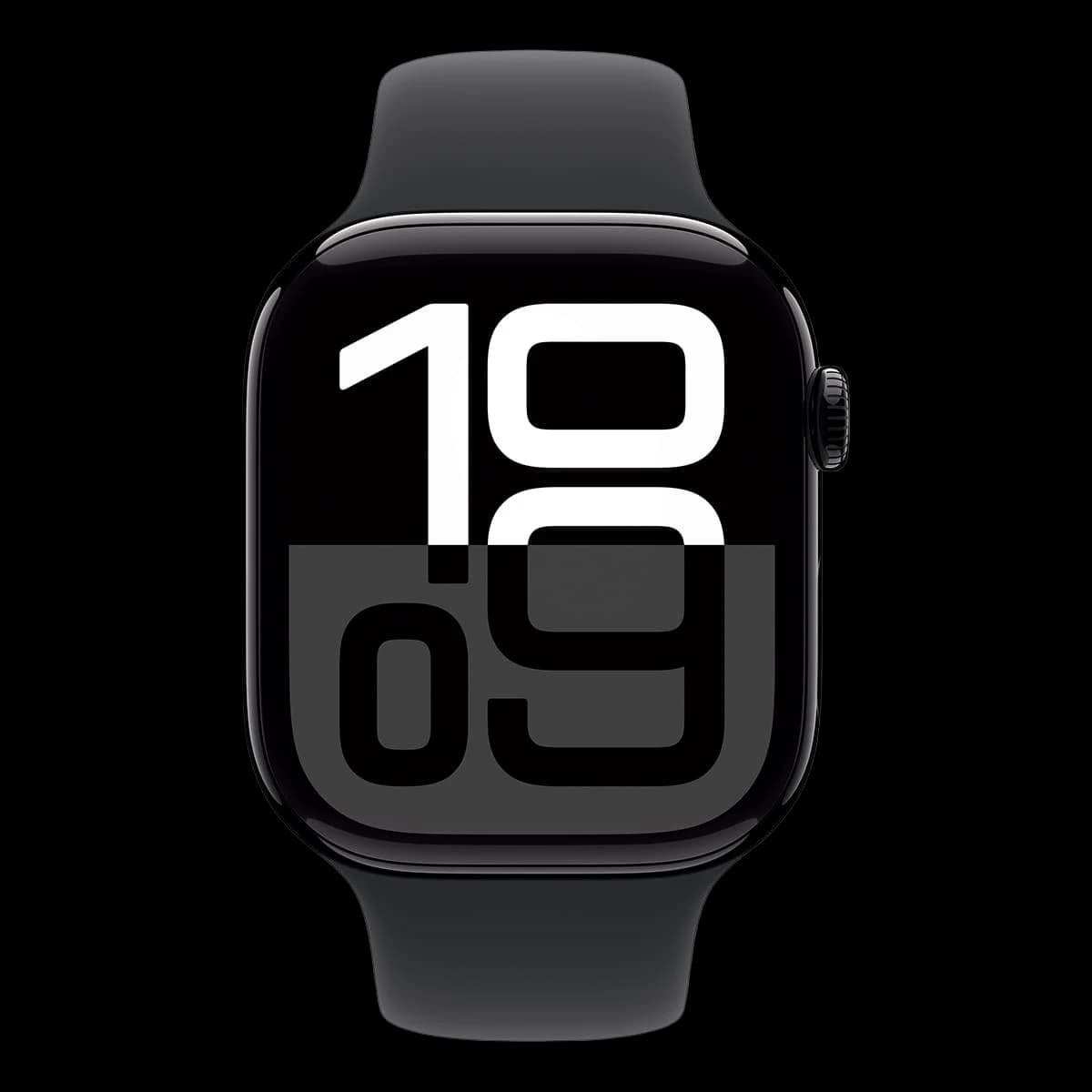 Apple Watch Series 10, 46 мм корпус из алюминия цвета «Jet Black», ремешок Sport Band размера S/M цвета «Black»