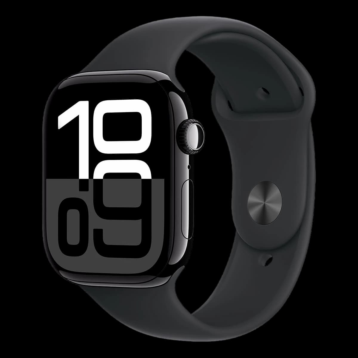 Apple Watch Series 10, 46 мм корпус из алюминия цвета «Jet Black», ремешок Sport Band размера M/L цвета «Black»