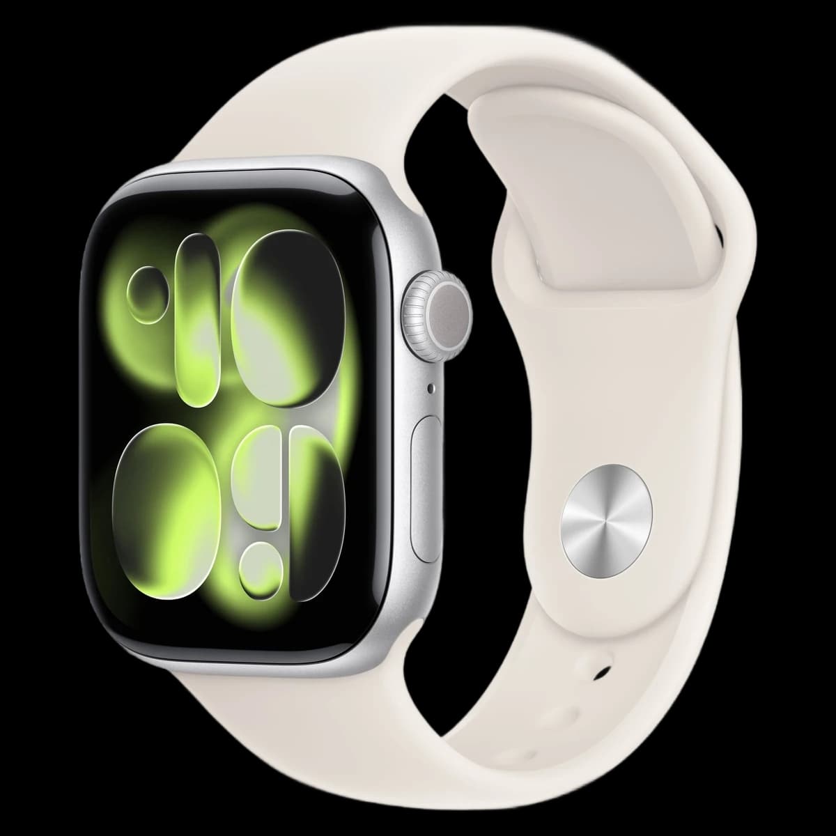 Apple Watch Series 11, 46 мм корпус из алюминия цвета «Silver», ремешок Sport Band размера S/M цвета «Light Blush»