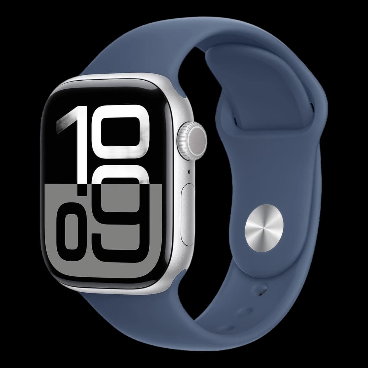 Apple Watch Series 10, 42 мм корпус из алюминия цвета «Silver», ремешок Sport Band размера M/L цвета «Denim»