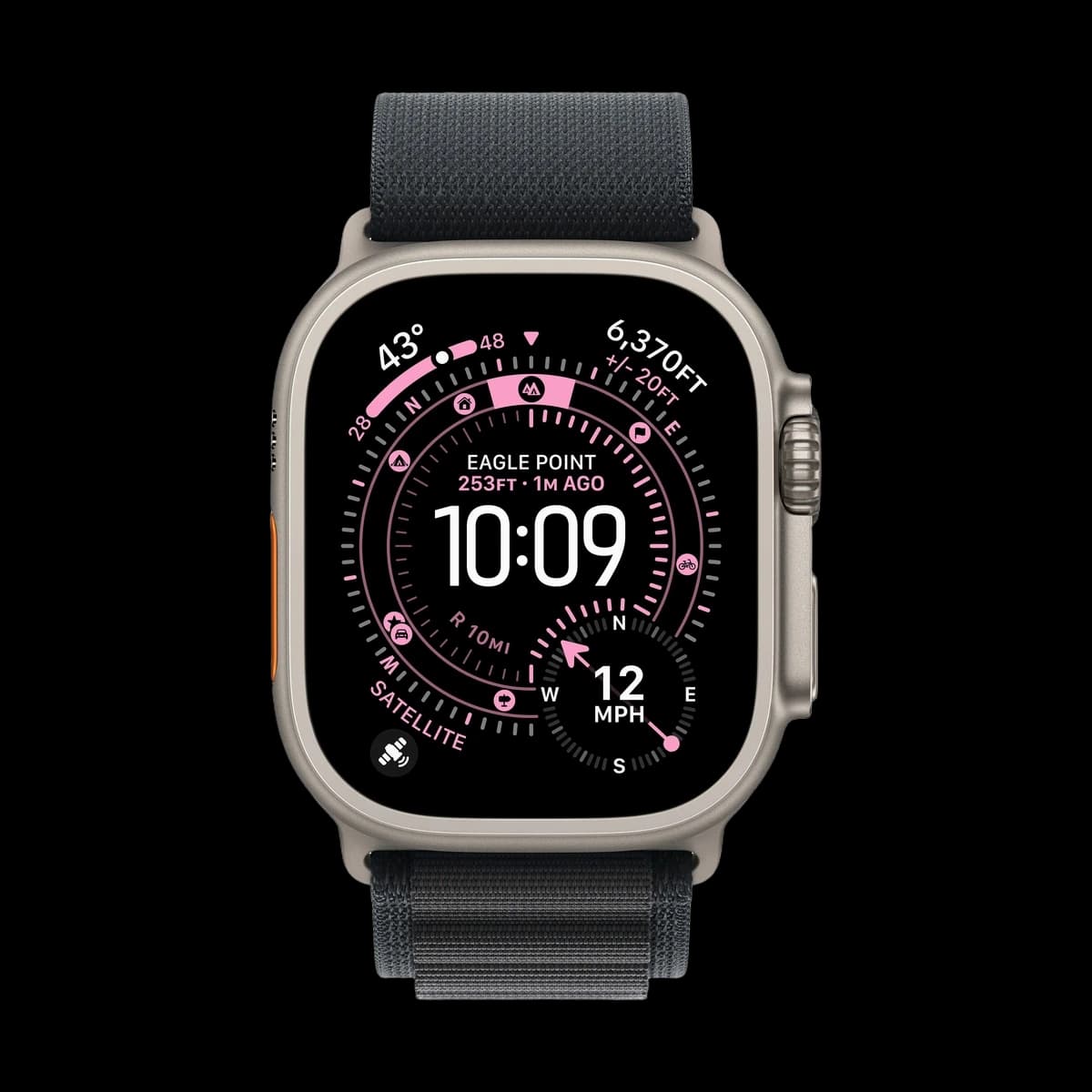 Apple Watch Ultra 3 (2025), 49 мм корпус из титана цвета «Natural», ремешок Alpine Loop размера M цвета «Black»