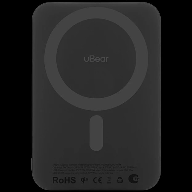 Внешний аккумулятор c БЗУ uBear Accent Magnetic 5000 мАч, черный