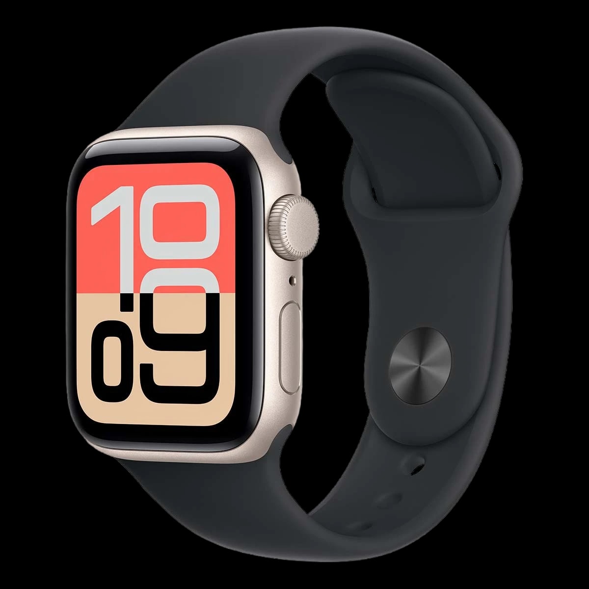 Apple Watch SE 3 (2025), 40 мм корпус из алюминия цвета «Starlight», ремешок Sport Band размера M/L цвета «Midnight»
