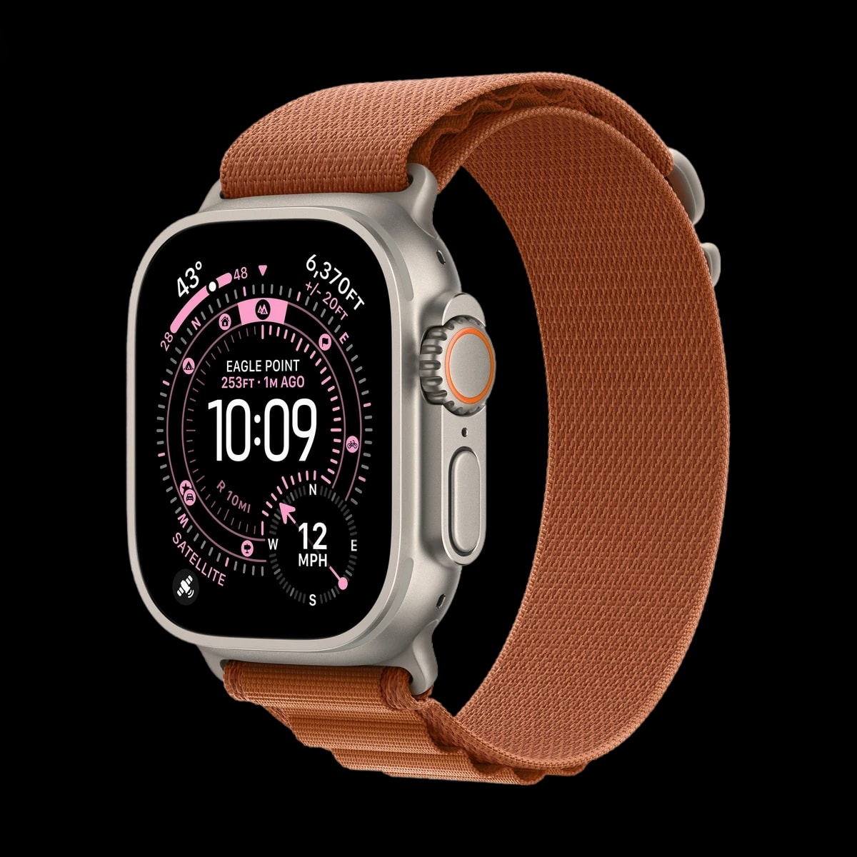Apple Watch Ultra 3 (2025), 49 мм корпус из титана цвета «Natural», ремешок Alpine Loop размера L цвета «Terra Cotta»