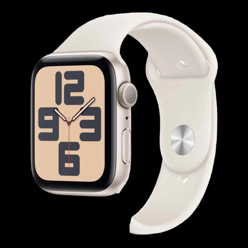 Apple Watch SE (2024), 44 мм корпус из алюминия цвета «Starlight», ремешок Sport Band размера M/L цвета «Starlight»