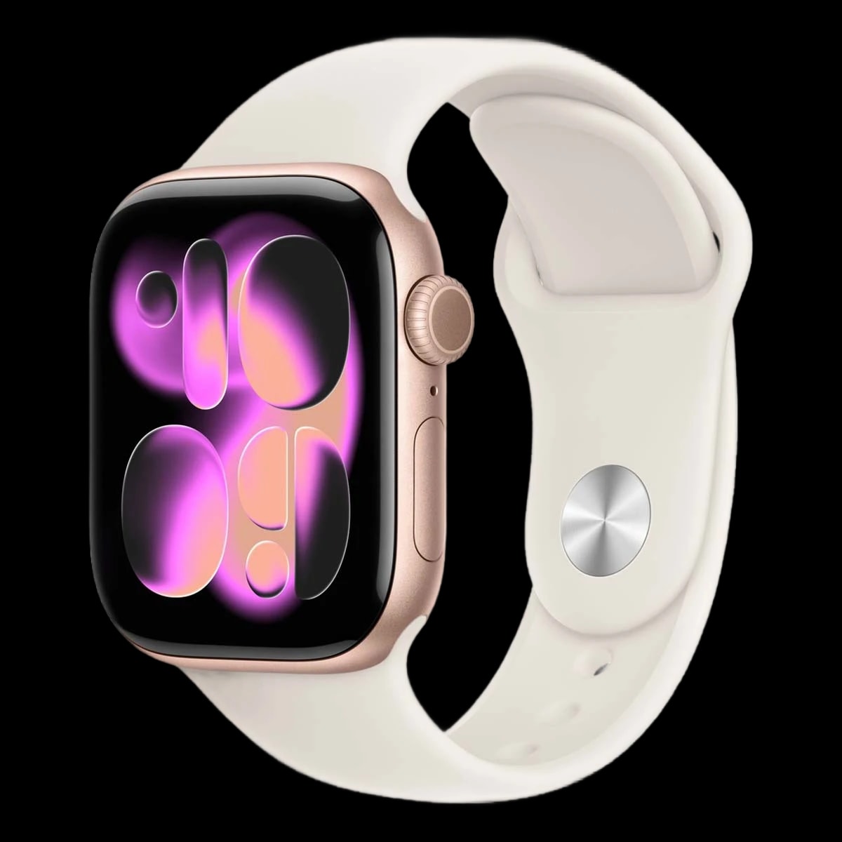 Apple Watch Series 11, 46 мм корпус из алюминия цвета «Rose Gold», ремешок Sport Band размера S/M цвета «Light Blush»