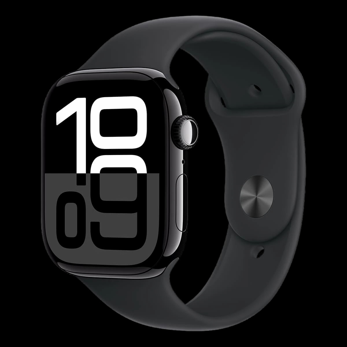 Apple Watch Series 10, 46 мм корпус из алюминия цвета «Jet Black», ремешок Sport Band размера M/L цвета «Black»