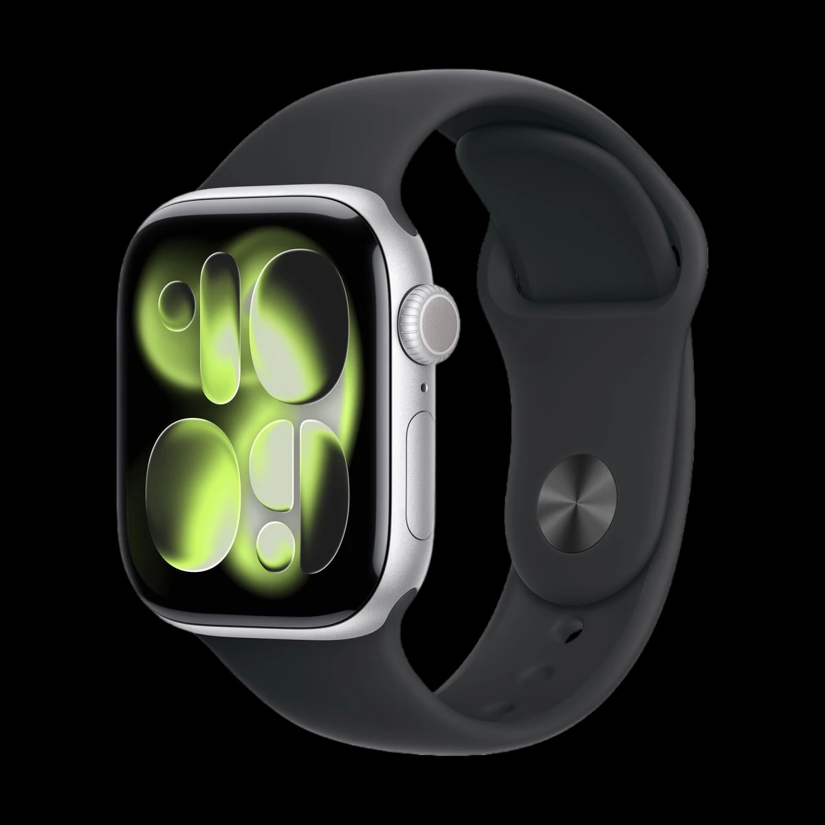 Apple Watch Series 11, 46 мм корпус из алюминия цвета «Silver», ремешок Sport Band размера S/M цвета «Black»