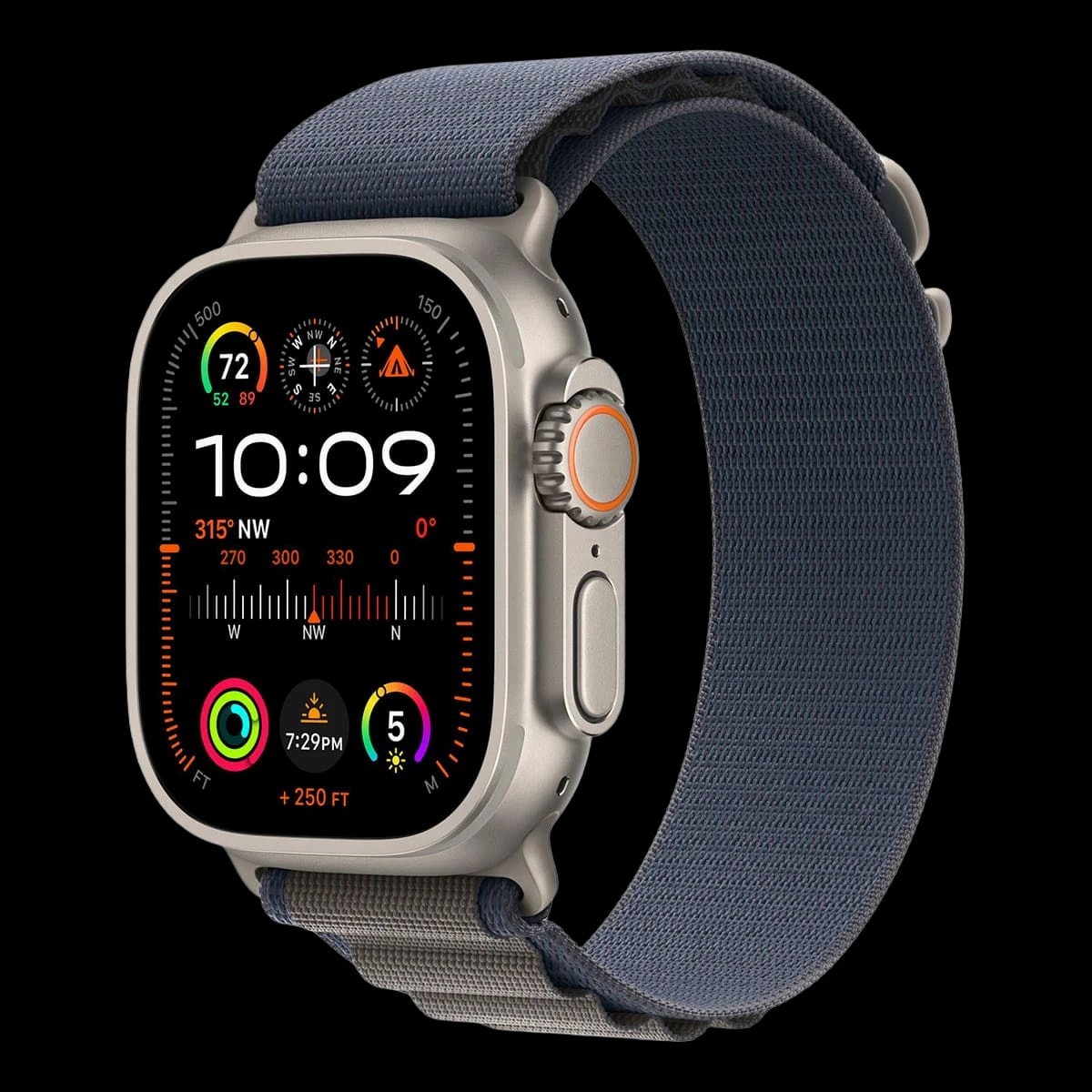 Apple Watch Ultra 2 (2023), 49 мм корпус из титана цвета «Natural», ремешок Alpine Loop размера M цвета «Blue»