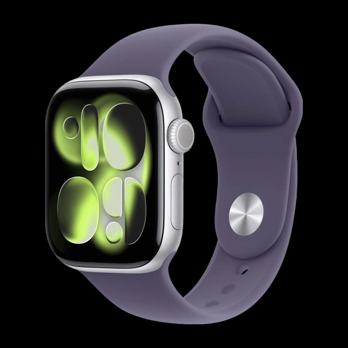 Apple Watch Series 11, 46 мм корпус из алюминия цвета «Silver», ремешок Sport Band размера M/L цвета «Purple Fog»
